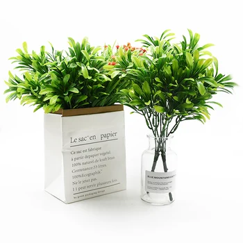 Yapay Bitkiler Ucuz Yeşil Yaprak Navidad Plastik Waterweed Düğün Dekoratif Çiçek Vazo Ev Dekor Süs Saksı