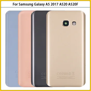 Samsung Galaxy A5 2017 A520 A520F SM-A520F Pil arka kapak Arka Kapı 3D Cam Panel Konut Case Yapıştırıcı + Lens Değiştirin