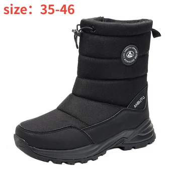 Büyük Boy 35-42 43 44 Kadın Kış Kar Botları Su Geçirmez Peluş Astar Sıcak Ayakkabı Tutmak Ayak Bileği Patik Kadın rahat ayakkabılar