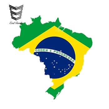 EARLFAMILY 13cm x 13cm Araba Styling Brezilya Harita Bayrağı Araba Sticker Siluet Tampon Kask Buzdolabı Kapı Su Geçirmez Aksesuarları