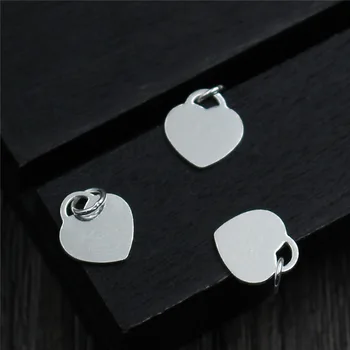925 Ayar Gümüş Parlak Kalp Küçük Takılar 8.5 mm bilezikler S925 Gümüş Kalpler Dangle Kolye Dekorasyon DIY Takı Yapımı
