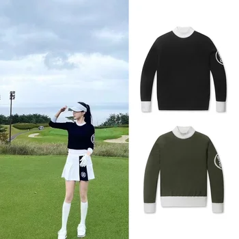 Golf Giyim kadın Sonbahar ve Kış Kazak Yeni Yuvarlak Boyun Yüksek Boyun Üst Uzun Kollu Renk Kontrast Triko
