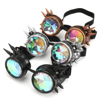 Steampunk Gözlük Güneş Gözlüğü Erkekler Kadınlar çiçek dürbünü Gözlük Rave Festivali Holografik Gözlük Retro Parti Cosplay Gözlüğü Gözlük