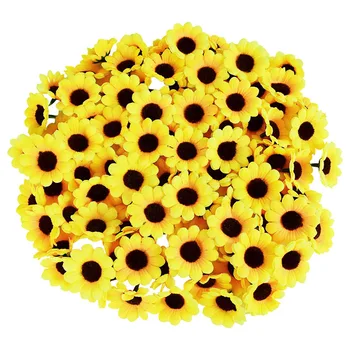 50 Adet 4.5 cm İpek Yapay Ayçiçeği Papatya Çiçek Kafa Düğün Doğum Günü Partisi Dekoru DIY Scrapbooking Çelenk Zanaat Sahte Çiçekler
