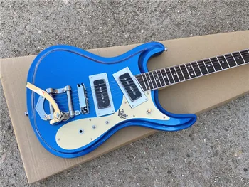 Yüksek kalite özel sürüm caz vibrato elektro gitar metal mavi ücretsiz kargo