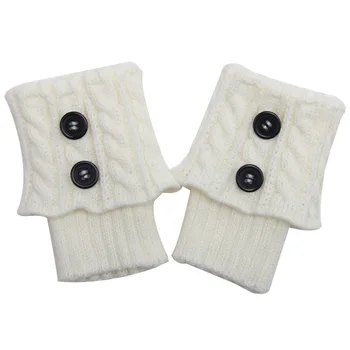 1 Çift Kadınlar Kısa Düğme Tığ bacak ısıtıcıları Kış Sonbahar Örgü bot paçaları Çorap Çizme ısıtıcıları Çizme Toppers Çorapları