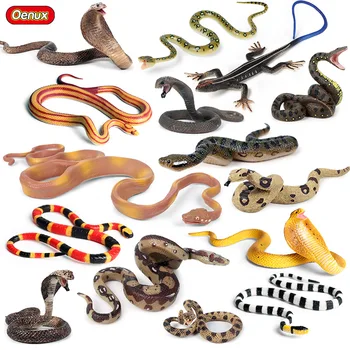 Oenux Orman Vahşi Yılan Simülasyon Hayvanlar Çıngıraklı Yılan Python Cobra Aksiyon Figürleri PVC Gerçekçi Modeli Eğitim Çocuk Oyuncak Hediye