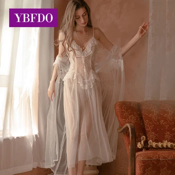 YBFDO Yeni Kadın Seksi Pijama Gecelik Bornoz Ipek Iç Çamaşırı Dantel Saten Pijama Seti Sabahlık Gelin Gecelik