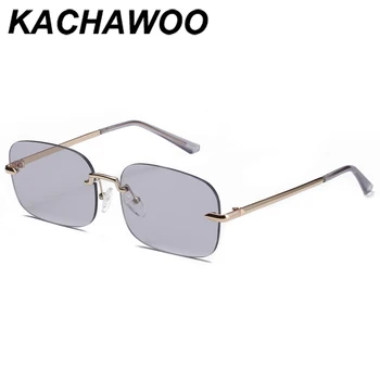 Kachawoo kare kadın güneş gözlüğü çerçevesiz yeşil açık renk altın retro güneş gözlüğü dikdörtgen adam uv400 metal 2021 yeni yıl hediye