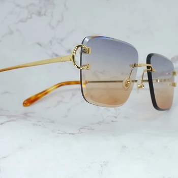 Elmas Kesim Güneş Gözlüğü Tel C Lüks Tasarımcı güneş gözlüğü Erkek Carter Kare Shades Gözlük Moda Vintage Metal Sunglass