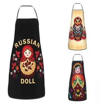 Unisex Matryoshka rus bebeği Önlük Önlük Yetişkin Kadın Erkek Şef Tablier Mutfağı Mutfak Pişirme için Çiçekler Desen Pişirme