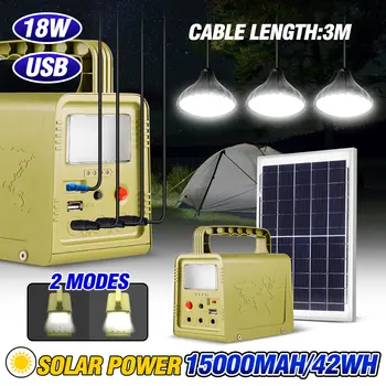 Güneş enerjisi paneli jeneratör açık güç taşınabilir acil ışık kiti USB şarj edilebilir 3 LED ampuller ile açık kamp için