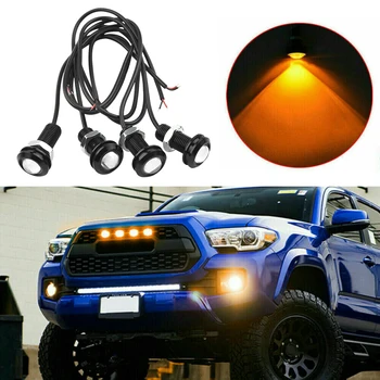 Araba kartal göz ışık 4 adet Amber Grille lambaları aydınlatma kamyon Ford SUV Raptor tarzı evrensel parçaları pratik
