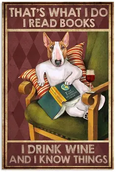 Köpek Ve Kırmızı Şarap Posteri Ev Kuralları Duvar Sanatı, ben Senin Arkadaşın Ortağın kaniş Resim bull terrier Bir Zamanlar Posteri