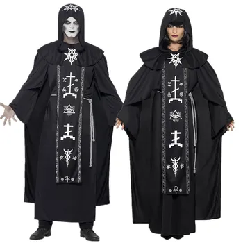 Sihirbazı Cosplay Halloween Kostümleri Kadınlar İçin Erkek Vampir Ortaçağ Keşiş Rahip Bornoz Rahip Kostüm Eski Hıristiyan Unisex 