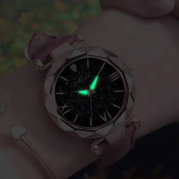 Kadın Saatler Lüks Marka Bayanlar YENİ Kuvars Kol Saati Aydınlık Eller Cenevre Romantik Yıldızlı Gökyüzü Saat Bir Saat 2020 Reloj