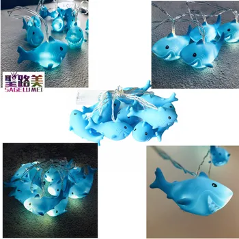 10 / 20led Köpekbalığı ışık zinciri Pil/USB Karikatür Hayvan Led Gece Lambası Çocuklar için Yatak Odası Fuaye Noel Partisi Fantezi Dekorasyon