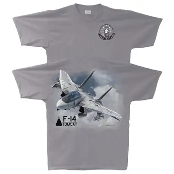 F - 14 Tomcat Erkek T-shirt ABD Donanması F - 14 Tomcat T Shirt Kısa Kollu Rahat %100 % Pamuk Erkek T Shirt