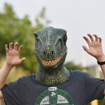 LarpGears Cadılar Bayramı Partisi Lateks Hayvan T-Rex Jurassic Dinozor baş maskesi