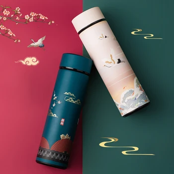 Akıllı Termos kahve şişesi Çin Klasik Tarzı LED Dokunmatik Ekran Paslanmaz Çelik termos kupa Çay Kupa Su Şişeleri