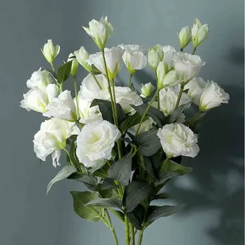 Avrupa yapay çiçekler 3 Kafaları Eustoma ipek çiçek Sahte Gradiflorus Lisianthus Güz Düğün Ev Dekorasyon