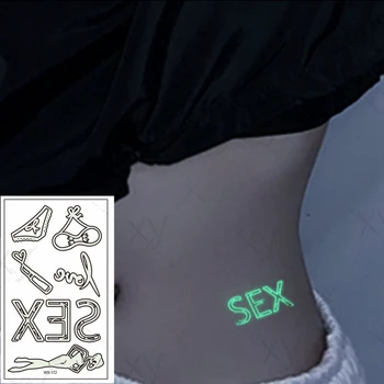 Dövme Çıkartmalar Aydınlık Geçici Sahte Dövmeler Seksi Kız Bikini Mektubu Yapıştır Yüz Kol Bacak Vücut Sanatı Erkekler Kadınlar için çocuklar