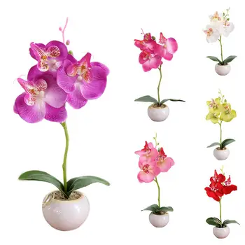 Sıcak satış!！！Yeni Varış 1 Adet Saksı Yapay Kelebek Orkide Çiçek Sahne Bahçe Düğün Parti Dekor Toptan Dropshipping