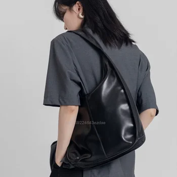 Çanta Kadın İçin Yeni Moda Basit PU Deri Vintage Harajuku Streetwear omuz çantaları Y2K Kız Çanta Kadın Moda Stil