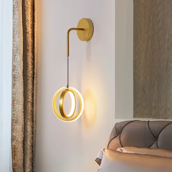 Modern led ışık Lüks Altın Yüzük Yatak Odası Başucu Aydınlatma İskandinav Oturma Odası Basit Yaratıcı Koridor Koridor Aplik dekor lambası