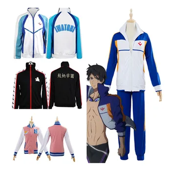 Anime Ücretsiz Iwatobi Swim Kulübü Nagisa Rin Matsuoka Cosplay Kostüm Hazuki Nagisa Beyzbol Üniforma Ceket Kazak Pantolon Kıyafetler