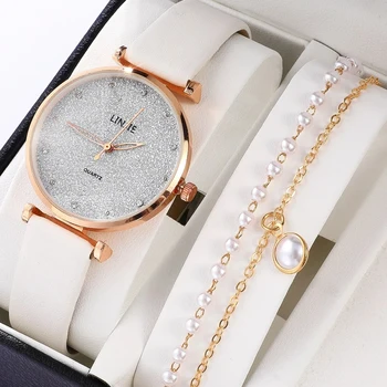 Kadın Saatler Yeni Moda Zarif Deri quartz saat Kadınlar için Bilezik saat seti Bayanlar Casual Spor Elbise Saat reloj mujer