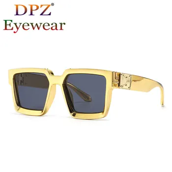 2021 Yeni Moda Vintage Çerçeve Kare Güneş Gözlüğü Kadınlar İçin Lüks Marka Mavi UV400 güneş gözlüğü Kadın Seksi Gölge Erkek Gözlük