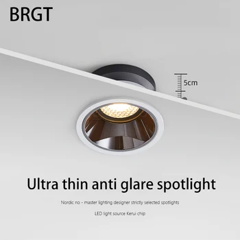 BRGT LED Spot gömme Yuvarlak Downlight 7W 10W İnce İnce Tavan Spot Petek Parlama Önleyici AC85-265V Ev İçin mağaza ışıkları