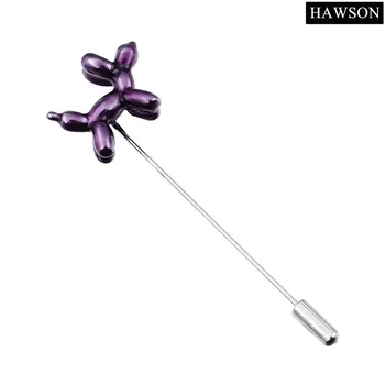 HAWSON 2.7 inç Mor Balon Köpek Tasarım Uzun Broş Pin için Parti Moda Yaka Pin Erkekler Takı pimleri broş pin broş takı