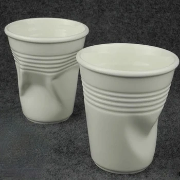 300 ml Yaratıcı buruşuk su bardağı fincan yüksek kaliteli seramik kısa porselen kahve fincanı kahvaltı süt çay bardağı