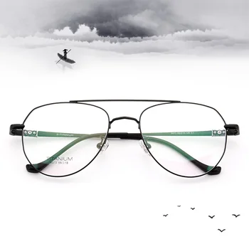 9073 Retro saf titanyum Aviator miyopi gözlük çerçevesi reçete gözlük çerçevesi erkekler veya kadınlar için RXable Optik gözlük