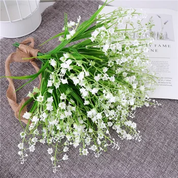 Yapay çiçek 25 Kafaları/Buket Mini Yapay Campanula Yaprak Plastik Sahte Zambak Su Bitkileri Ev Odası Dekorasyon