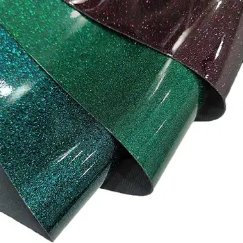 24003 Parlak Ayna Yansıtıcı Yüzey Glitter PU Suni Suni Deri Kumaş Levha Yapmak için Küpe / Saç Yay / Zanaat 30x135cm