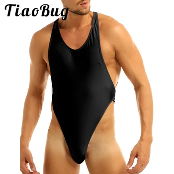 Sissy İç Çamaşırı Tek parça Seksi Bodysuit Tulum Erkekler Eşcinsel İç Çamaşırı Sıkı Kolsuz Backless Vücut Bebek Kıyafeti Crossdresser