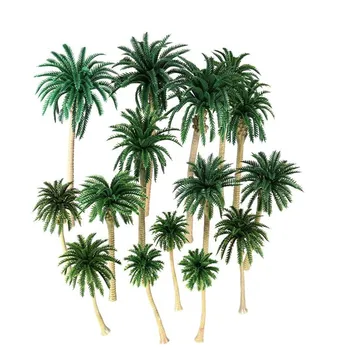 15 adet Plastik Palmiye Ağacı Diorama Manzara Modeli Yapay Bitki Simülasyon Hindistan Cevizi Ağacı Kum Masa Modeli Taktik Prop Ev Dekor