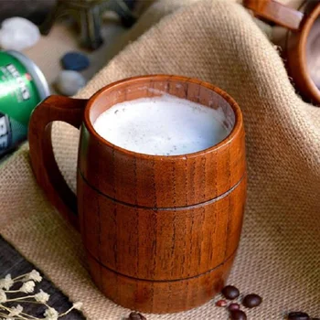 Retro Batı Kovboy Tarzı Dayanıklı Ahşap Bira Şişesi süt kupası Çay Kupa Grip Baba Erkek Arkadaşı Hediye Culteries Ev Dekorasyon