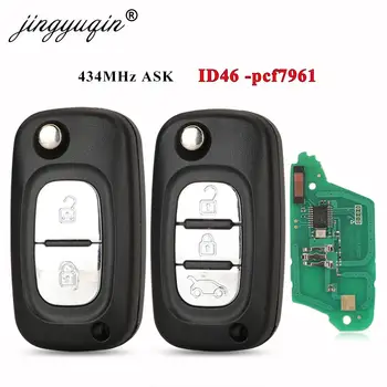 jingyuqin Çevirme Uzaktan Anahtar Fob 2/3 Düğmeler 433MHz ASK ID46 PCF7961 için Mercedes Benz Citan 2012 - 2019 için Akıllı W364