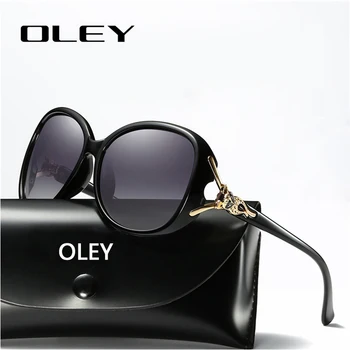 OLEY Retro Güneş Gözlüğü kadın Polarize Lüks marka tasarımcısı büyük çerçeve Tilki gözlük elmas Oculos de sol femininos