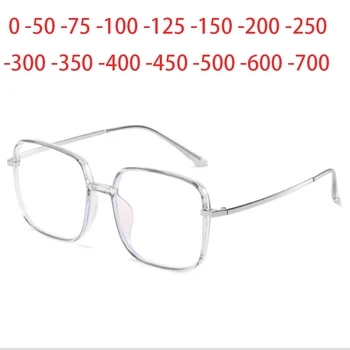 0 -1.0 -1.5 -2.0 -2.5 -3.0 -4.0 -5.0 -6.0 -7 Radyasyondan korunma kare gözlük kadınlar Metal bacaklar gözlük erkekler optik gözlük