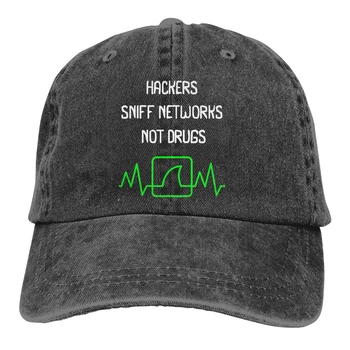 Ayarlanabilir Düz Renk beyzbol şapkası Hackerlar Sniff Ağları Siber Güvenlik Eğlenceli Yıkanmış Pamuk Linux Programı Spor Kadın Şapka