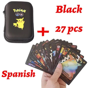 Pokemon Kartları Metal Altın Siyah İspanyolca albüm kutusu Ticaret saklama çantası VMAX MEGA GX Koleksiyonu Tutar Oyun Kartı Parlayan Çocuk Oyuncakları