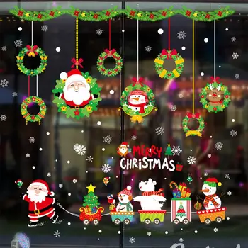 Noel Pencere Çıkartmaları Noel Duvar Sticker Çocuk Odası Duvar Çıkartmaları Merry Christmas Süslemeleri Ev İçin Yeni Yıl Çıkartmaları
