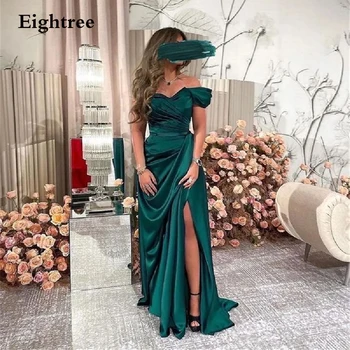 Eightree Yeşil Uzun Bir Çizgi Yan Yarık Akşam Parti Elbise Sparkly Kapalı Omuz Balo Abiye Sevgiliye Gece Ünlü Elbiseleri 2021