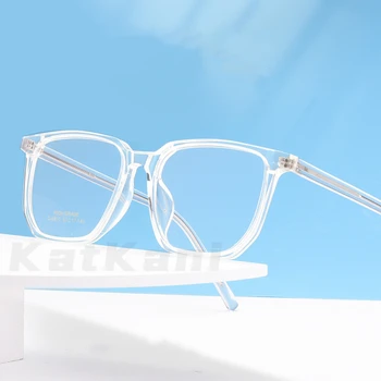 KatKısı erkek Ve kadın Retro Sac Çekirdek Bacak Şeffaf Gözlük Çerçevesi Kare Moda Optik Reçete Gözlük Çerçevesi