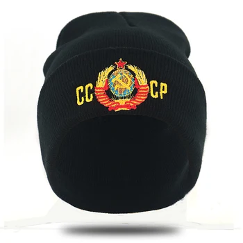 Unisex CCCP Ulusal Amblem Nakış bere Esnek Bere Şapka Sonbahar Kış Rusya Pamuk Sıcak Örme Kap Erkekler Kadınlar